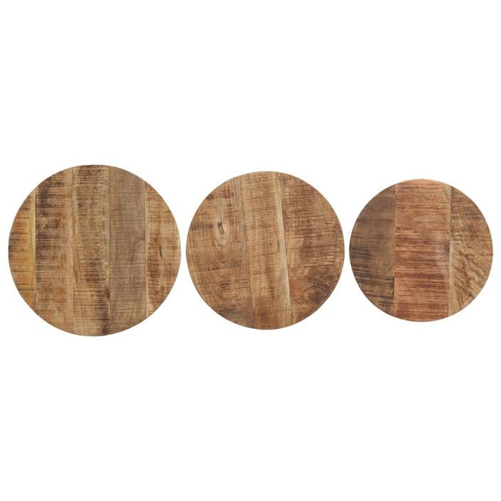 Tables d'appoint 3 pcs Bois de manguier brut - Photo n°5