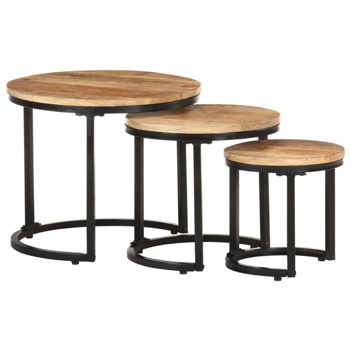 Tables d'appoint 3 pcs Bois de manguier brut - Photo n°11