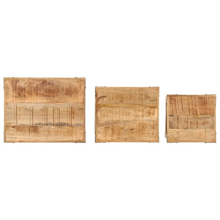 Tables d'appoint gigognes 3 pcs bois de manguier massif brut - Photo n°8