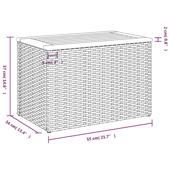 Tables d'appoint jardin 2pcs noir 55x34x37 cm rotin bois massif - Photo n°11