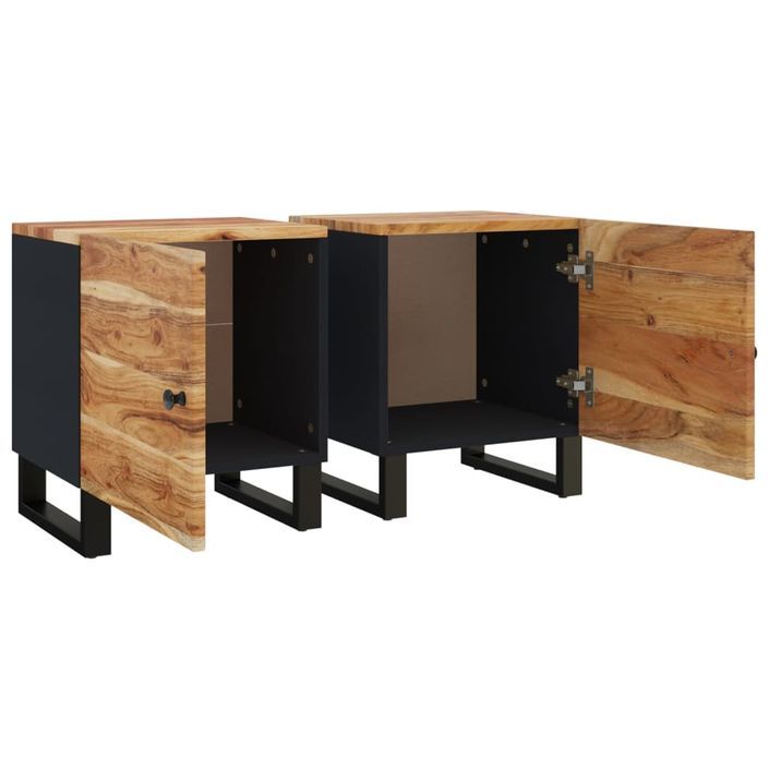 Tables de chevet 2 pcs 40x33x46 cm Bois d'acacia massif - Photo n°7