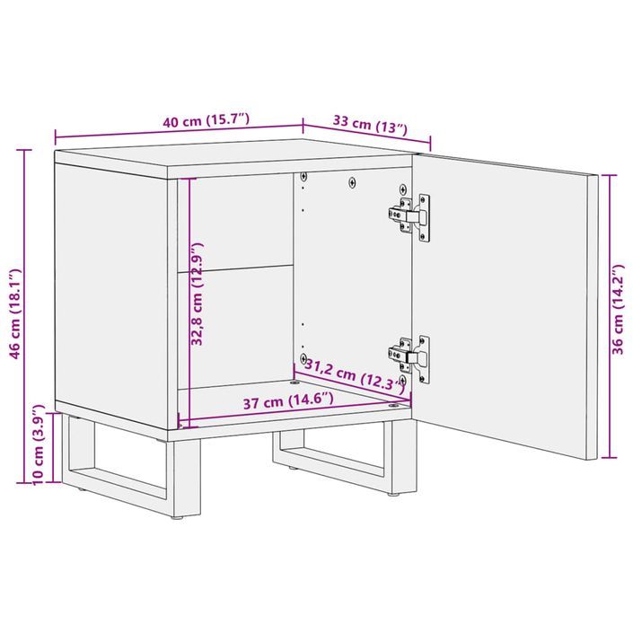 Tables de chevet 2 pcs 40x33x46 cm Bois d'acacia massif - Photo n°11