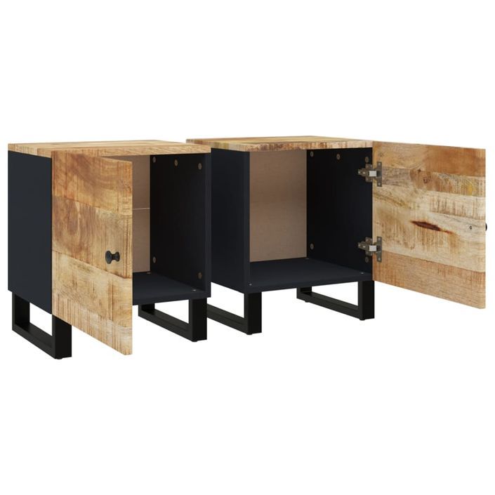 Tables de chevet 2 pcs 40x33x46 cm Bois de manguier solide 2 - Photo n°7