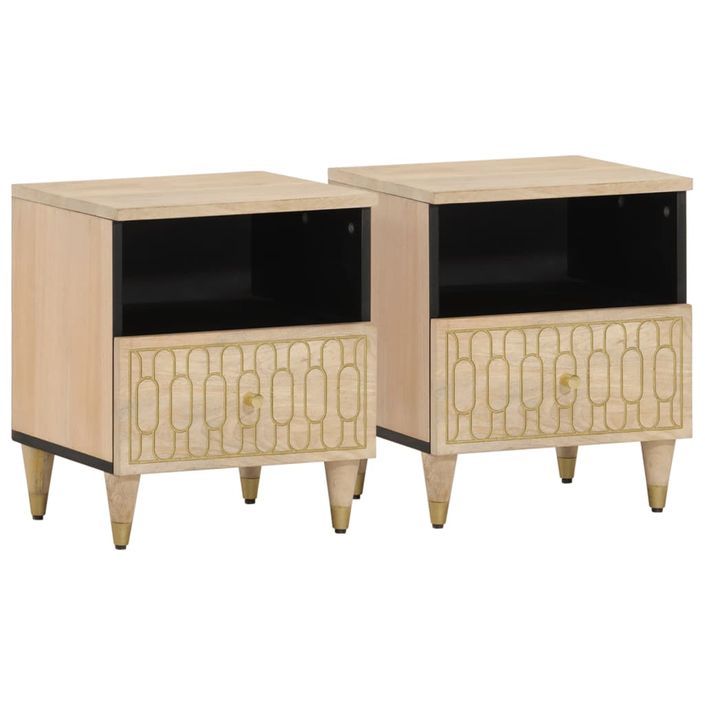 Tables de chevet 2 pcs 40x33x46 cm Bois de manguier solide - Photo n°4