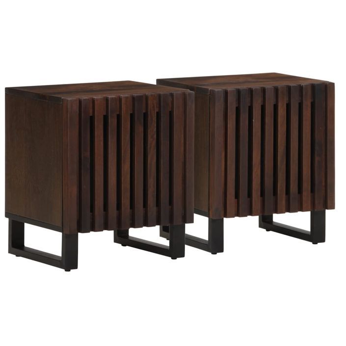 Tables de chevet 2 pcs 40x33x46 cm Bois de manguier solide - Photo n°1