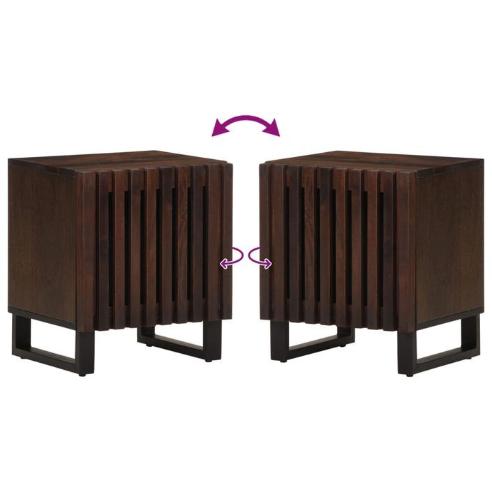 Tables de chevet 2 pcs 40x33x46 cm Bois de manguier solide - Photo n°7