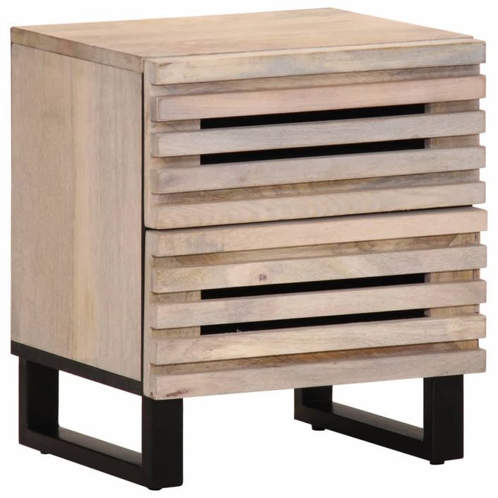 Tables de chevet 2 pcs 40x33x46 cm bois manguier massif blanchi - Photo n°2