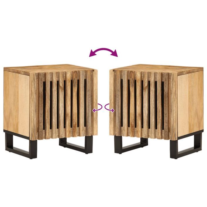 Tables de chevet 2 pcs 40x33x46 cm bois massif de manguier brut - Photo n°7