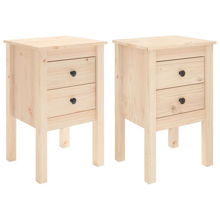 Tables de chevet 2 pcs 40x35x61,5 cm Bois de pin massif - Photo n°2