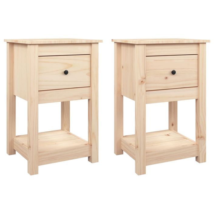 Tables de chevet 2 pcs 40x35x61,5 cm Bois de pin massif - Photo n°2