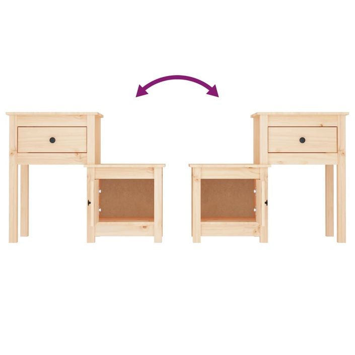 Tables de chevet 2 pcs 79,5x38x65,5 cm Bois de pin massif - Photo n°6