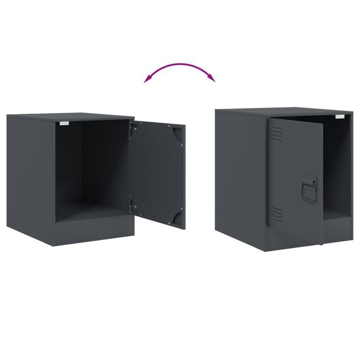 Tables de chevet 2 pcs anthracite 34,5x39x44 cm acier - Photo n°10