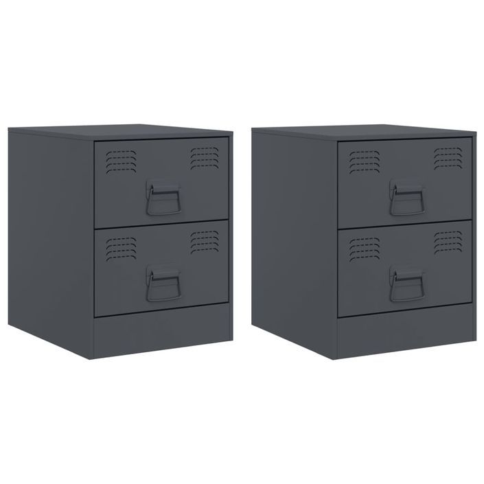 Tables de chevet 2 pcs anthracite 34,5x39x44 cm acier - Photo n°2