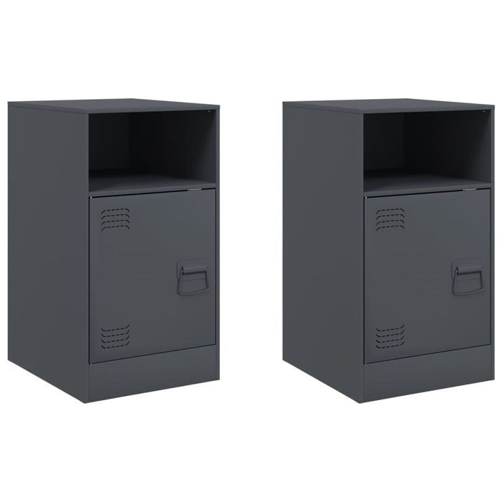 Tables de chevet 2 pcs anthracite 34,5x39x62 cm acier - Photo n°2