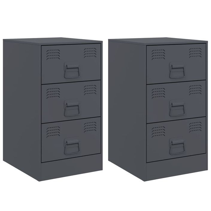 Tables de chevet 2 pcs anthracite 34,5x39x62 cm acier - Photo n°2