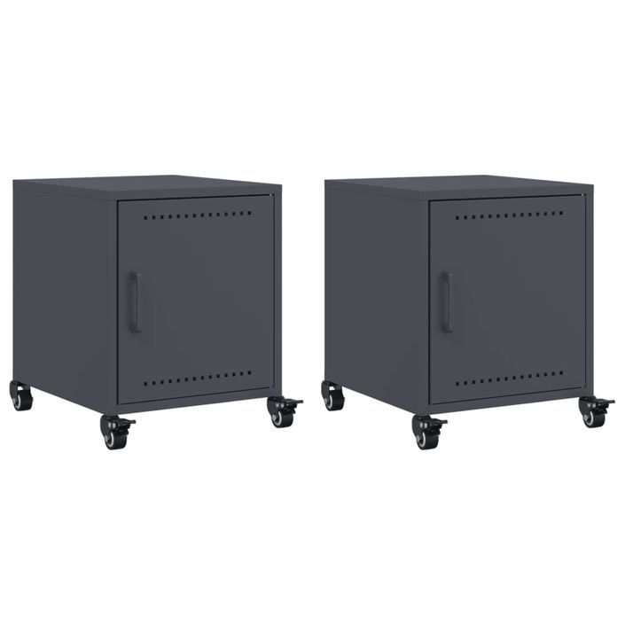 Tables de chevet 2 pcs anthracite 36x39x43,5 cm acier - Photo n°2