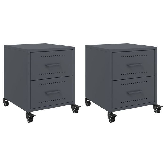 Tables de chevet 2 pcs anthracite 36x39x43,5 cm acier - Photo n°2