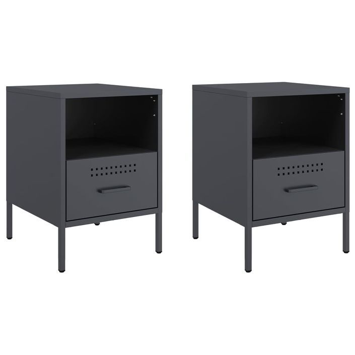 Tables de chevet 2 pcs anthracite 36x39x50,5 cm - Photo n°2