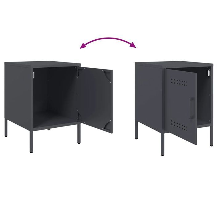 Tables de chevet 2 pcs anthracite 36x39x50,5 cm acier - Photo n°10