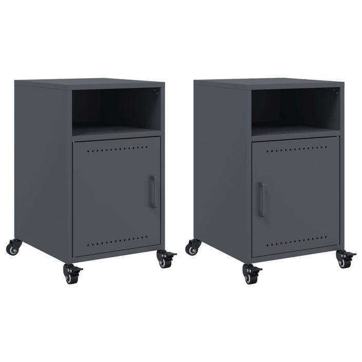 Tables de chevet 2 pcs anthracite 36x39x59 cm acier - Photo n°2