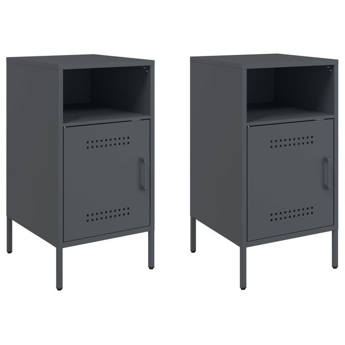 Tables de chevet 2 pcs anthracite 36x39x68 cm - Photo n°2