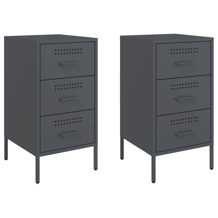 Tables de chevet 2 pcs anthracite 36x39x68 cm - Photo n°2