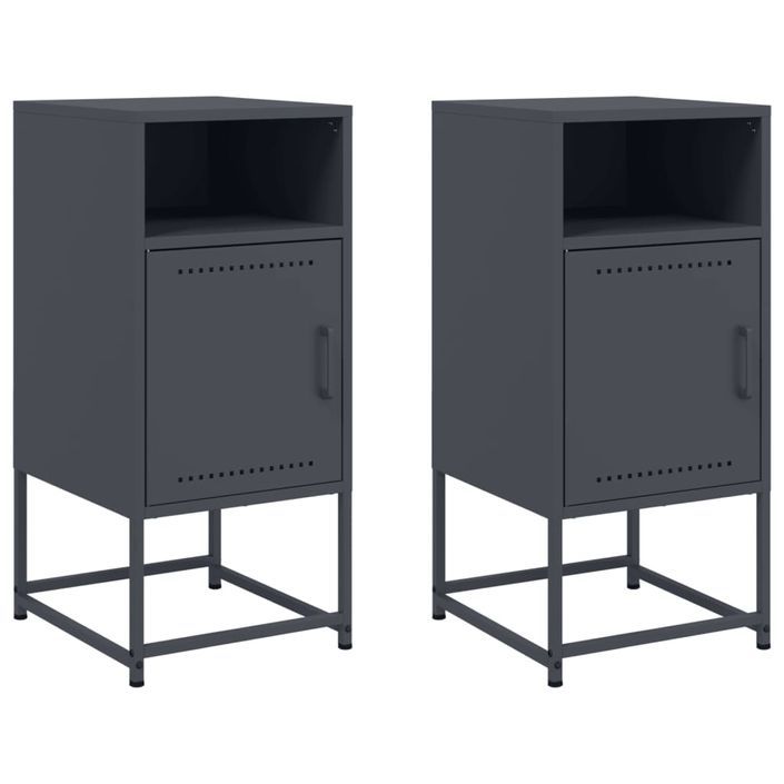 Tables de chevet 2 pcs anthracite 36x39x78 cm acier - Photo n°2