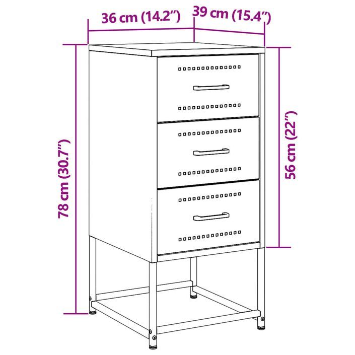 Tables de chevet 2 pcs anthracite 36x39x78 cm acier - Photo n°12