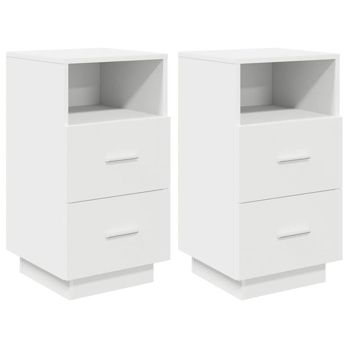 Tables de chevet 2 pcs avec 2 tiroirs blanc 36x36x68 cm - Photo n°2