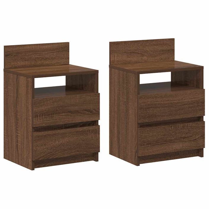 Tables de chevet 2 pcs avec 2 tiroirs chêne marron 40x33x60 cm - Photo n°2