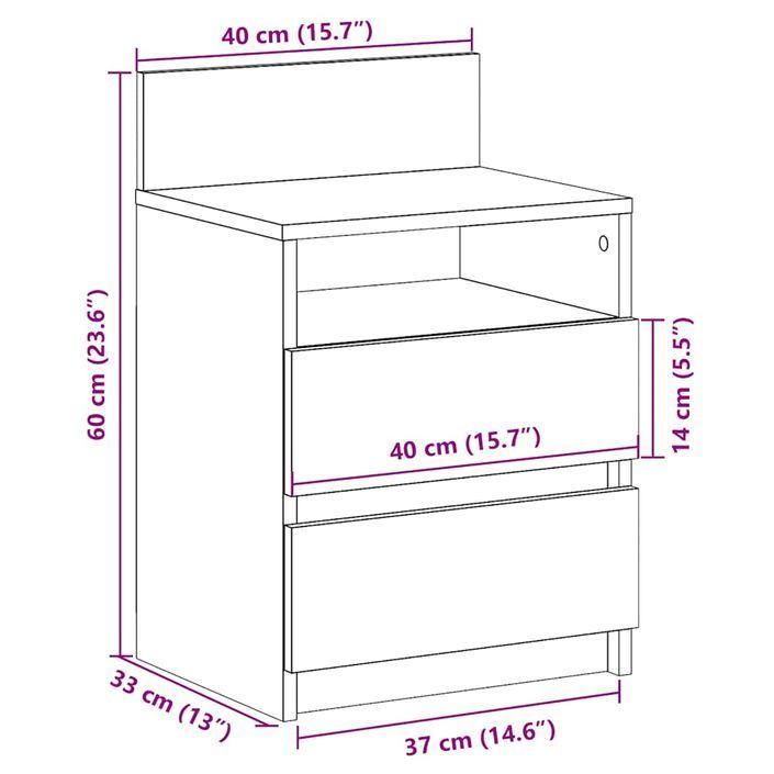 Tables de chevet 2 pcs avec 2 tiroirs vieux bois 40x33x60 cm - Photo n°11