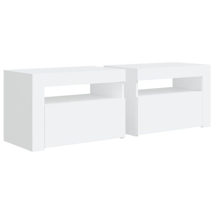 Tables de chevet 2 pcs avec LED Blanc 60x35x40 cm - Photo n°3