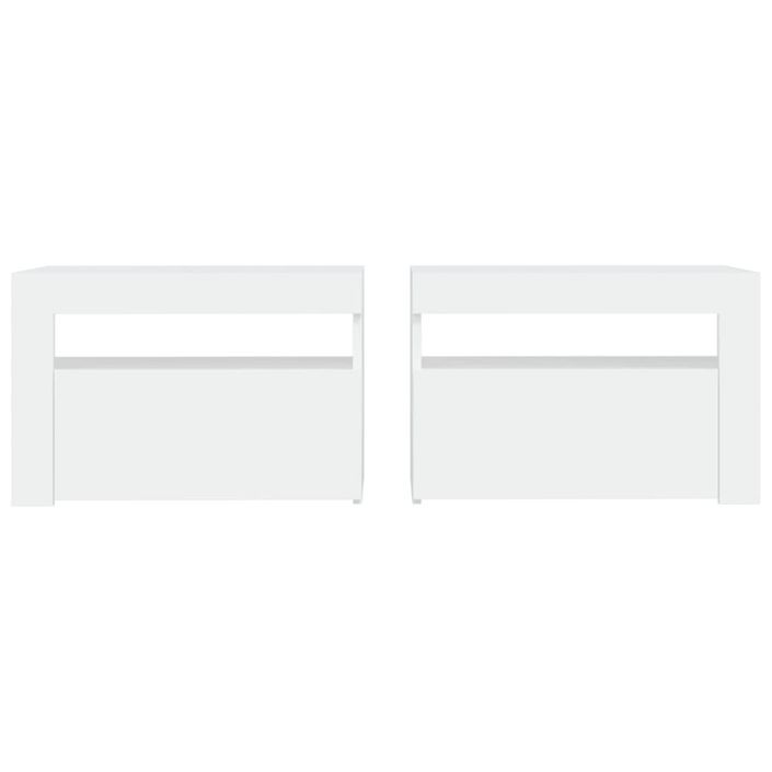 Tables de chevet 2 pcs avec LED Blanc 60x35x40 cm - Photo n°4