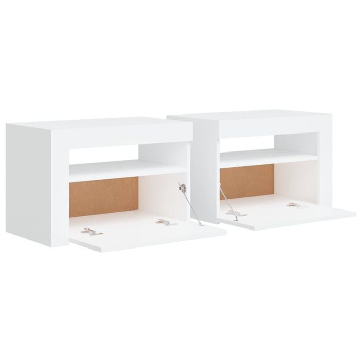 Tables de chevet 2 pcs avec LED Blanc 60x35x40 cm - Photo n°5