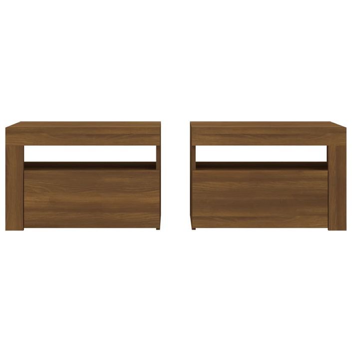 Tables de chevet 2 pcs avec LED chêne marron 60x35x40 cm - Photo n°4