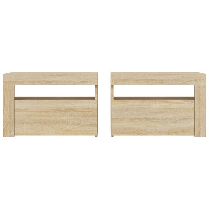 Tables de chevet 2 pcs avec LED Chêne Sonoma 60x35x40 cm - Photo n°4