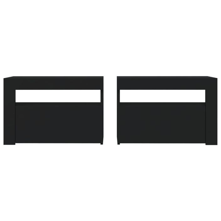 Tables de chevet 2 pcs avec LED Noir 60x35x40 cm - Photo n°4