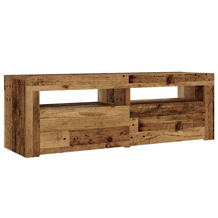 Tables de chevet 2 pcs avec LED vieux bois 60x35x40 cm - Photo n°7