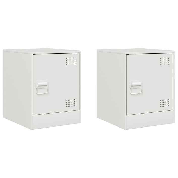 Tables de chevet 2 pcs blanc 34,5x39x44 cm acier - Photo n°2