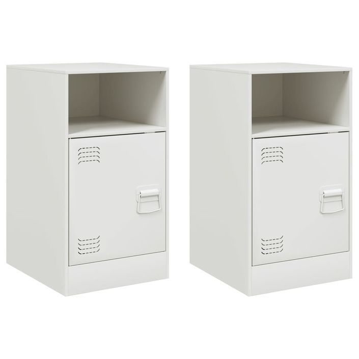 Tables de chevet 2 pcs blanc 34,5x39x62 cm acier - Photo n°2