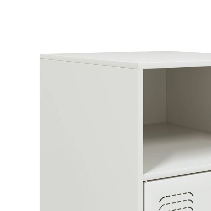 Tables de chevet 2 pcs blanc 34,5x39x62 cm acier - Photo n°11