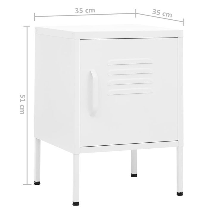 Tables de chevet 2 pcs Blanc 35x35x51 cm Acier - Photo n°9