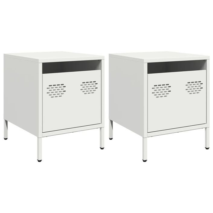 Tables de chevet 2 pcs blanc 35x39x43,5 cm acier - Photo n°2