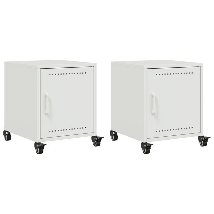 Tables de chevet 2 pcs blanc 36x39x43,5 cm acier - Photo n°2