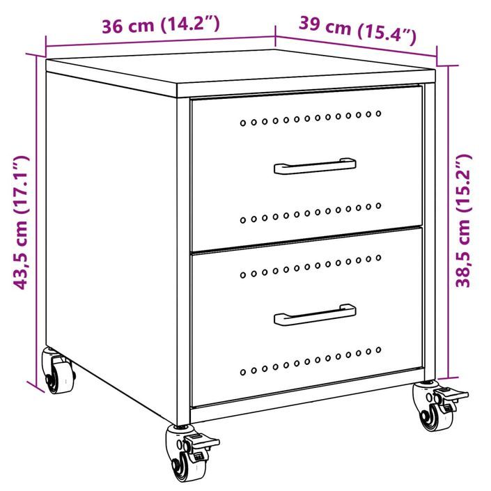 Tables de chevet 2 pcs blanc 36x39x43,5 cm acier - Photo n°12