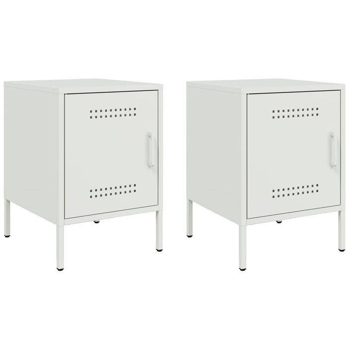 Tables de chevet 2 pcs blanc 36x39x50,5 cm acier - Photo n°2