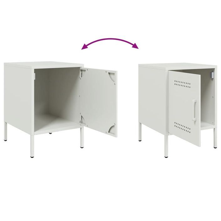 Tables de chevet 2 pcs blanc 36x39x50,5 cm acier - Photo n°10