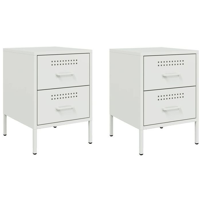 Tables de chevet 2 pcs blanc 36x39x50,5 cm acier - Photo n°2