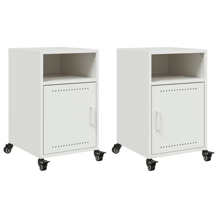 Tables de chevet 2 pcs blanc 36x39x59 cm acier - Photo n°2