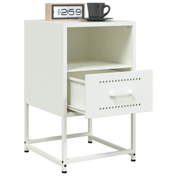 Tables de chevet 2 pcs blanc 36x39x60,5 cm acier - Photo n°4